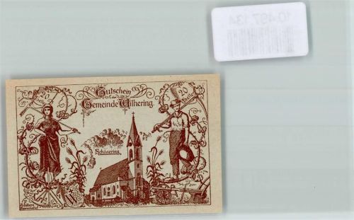 Schönering Notgeld 20 Heller Mann FrauSense Rechen Pflug Heugabel Kirche Spruch