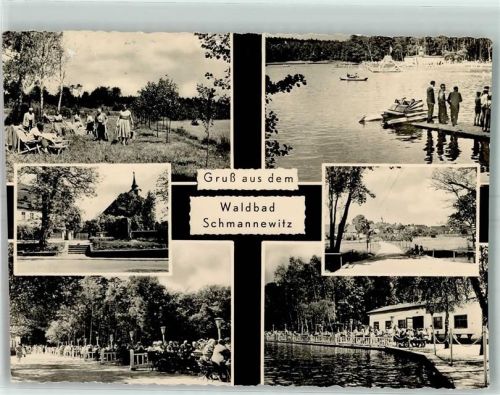 Schmannewitz Waldschwimmbad Liegewiese Bootssteg Trettboote Gaststätten-Terrasse
