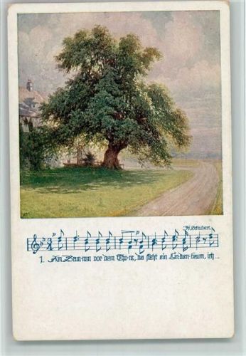 Deutscher Schulverein Karte 904 - Liederzeile mit Noten - Bäume , Lindenbaum AK