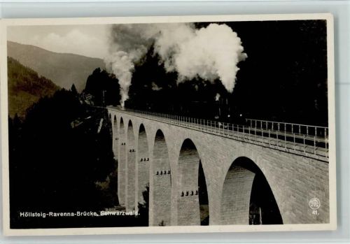 Höllsteig Ravenna Brücke mit Eisenbahn AK