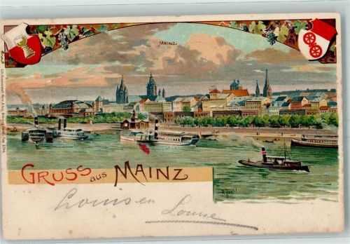 Mainz 1905 Rhein Dampfschiffe sign. R. Joost