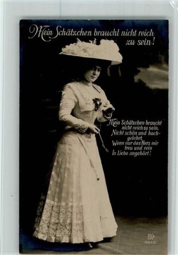 Fotoverlag Serie 1562-2 Mein Schätzchen braucht nicht reich zu sein - Frauenschönheit , Hutmode , Monokel AK Gute Erhaltung