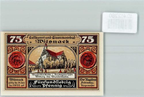 Bad Wilsnack Notgeld Wunderblut Kirche