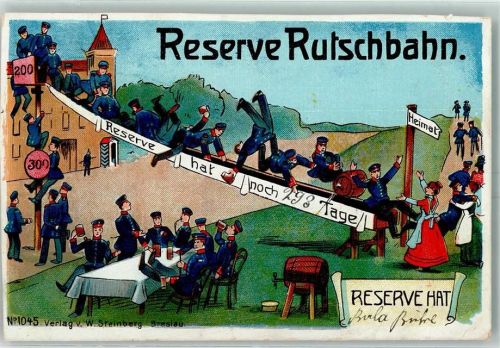 Rutschbahn Verlag Steinberg Nr. 1045 AK Reserve 1913 Gebrauchsspuren