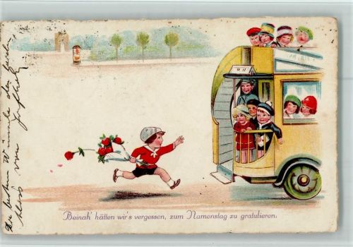 1936 Kinder Gratulant und ein Omnibus AK
