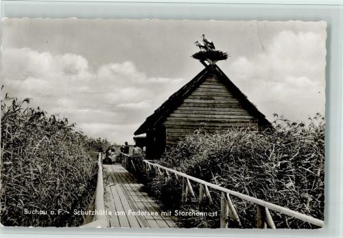 Bad Buchau Schutzhütte am Federsee mit Storchennest, gute Erhaltung