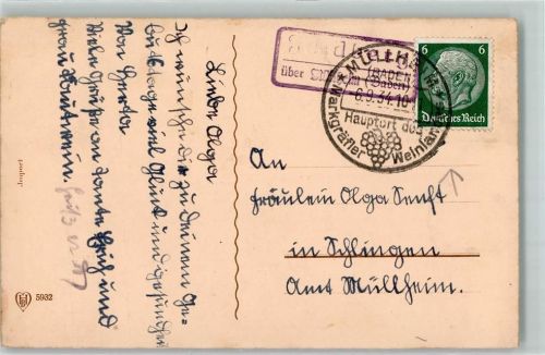 Feldberg Landpoststempel über Müllheim Baden