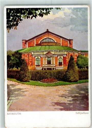 Bayreuth Festspielhaus Aquarell sign. Gustav Lüttgens Künstlerkarte