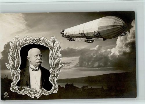 Graf Zeppelin und sein Luftschiff, sehr gute Erhaltung AK