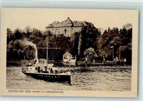 Schloss auf der Insel Mainau - Dampfer , gute Erhaltung AK