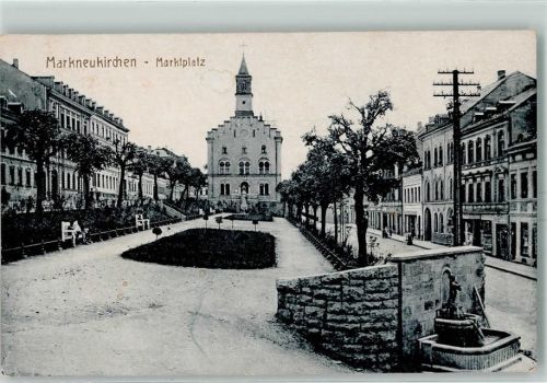 Markneukirchen Marktplatz Kirche Brunnen