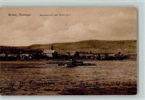 Oestrich-Winkel 1921 Winkel - Rheinpartie mit Rheindampfer AK