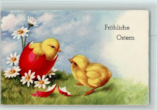 1939 Ostern - Küken schlüpft aus einem Ei - Margeriten AK