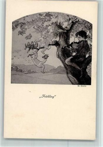 Nr. 255 Verlag Henke - sign Goetz - Geiger im Baum AK Gute Erhaltung