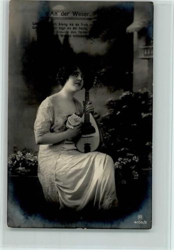 Serie 4106-2 An der Weser, Frau mit Mandoline, gute Erhaltung