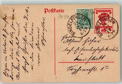 Sindelfingen 1919 Ganzsache
