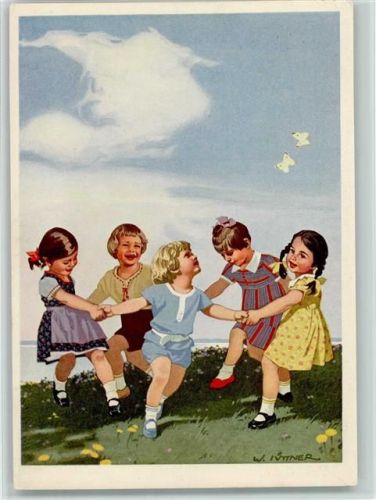 Ringelreigen der Kinder , Tanz - sign Jüttner - 1095 b 3.600 AK Indanthren
