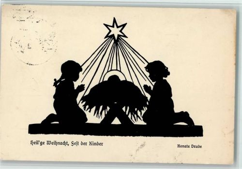 1938 sign Renate Drude - Weihnachten, Krippenbild AK