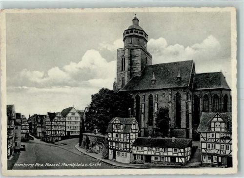 34576 W3588 Homberg , Efze Gebrauchsspuren Marktplatz Fachwerkhäuser Kirche St. Marien
