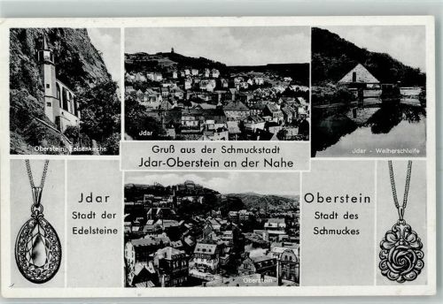 Idar-Oberstein Oberstein Felsenkirche Idar-Weiherschleife Kette und Kettenanhänger mit Edelsteinen