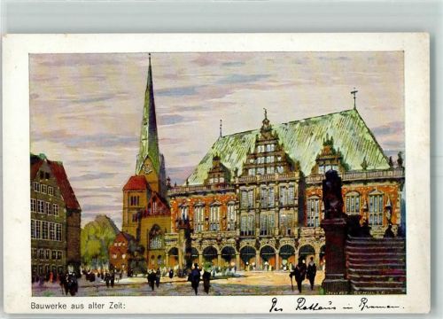 Bremen Bauwerke aus alter Zeit Rathaus sign Kurt Schulze