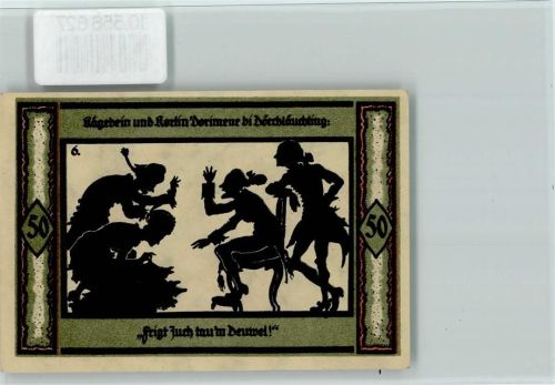 Neustrelitz Notgeld, Nr. 6 Scherenschnitt "Durchlauchten"