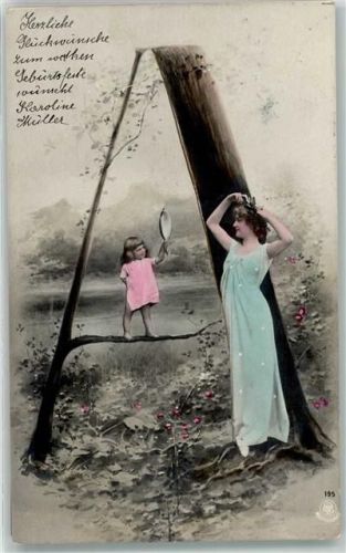 1902 NPG Serie 195 Buchstabe A coloriert