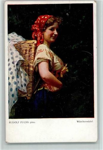 1914 Galerie Wiener Künstler Nr. 10 AK Wäschemädel von Rudolf Fuchs