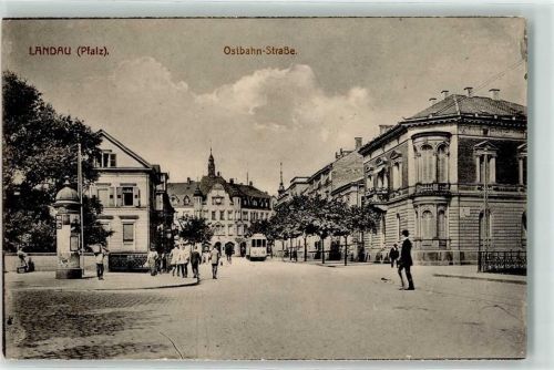 Landau Ostbahn Straße Straßenbahn Litfaßsäule