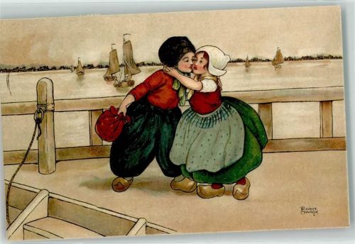 1919 Hollandkinder Küsse Kinderpoesie Trachten Verlag Dondorf 578 AK