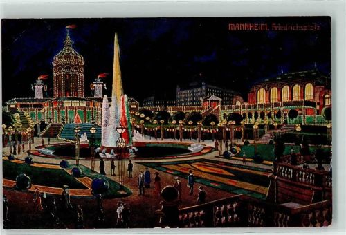 Mannheim 1907 Friedrichsplatz Wasserfontaine