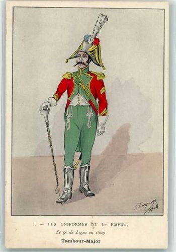 1908 Nr. 2 Les Uniformes Du Ier Empire, Le 9. de Ligne en 1809 sign. Eugene Louis Bucquoy