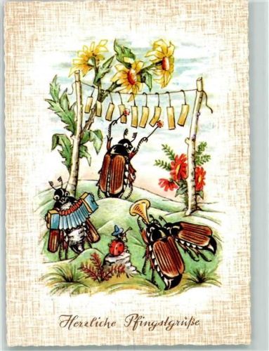vermenschlicht Ziehharmonika Marienkäfer AK