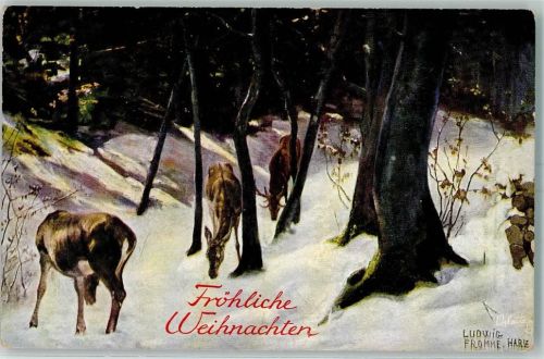 Weihnachten Jagdtiere Rehe AK