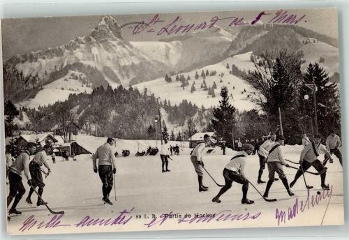 1907 Partie de Hockey in der Schweiz AK