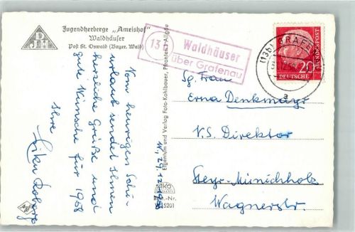 Waldhäuser Landpoststempel über Grafenau