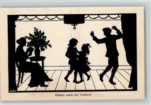Anna Schirmer - Ackermann Serie 170 Nr. 1988 Familie Pfäffling IV , tanzen - Silhouetten