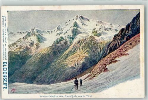 Vent Venterwildspitze vom Ramoljoch aus Tirol Wanderer