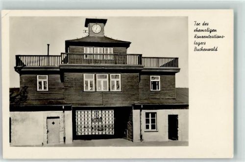 Weimar 1960 Mahn- und Gedenkstätte Buchenwald Eingangstor VEB Volkskunstverlag