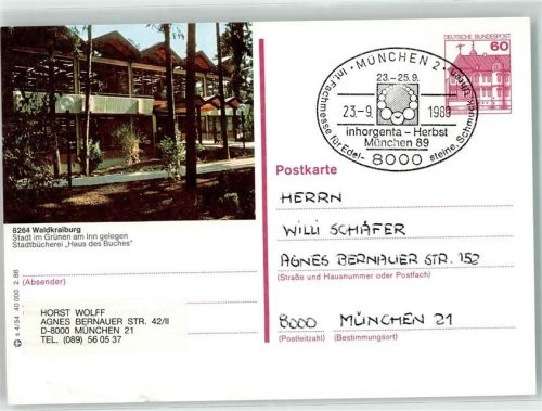 Waldkraiburg Ganzsache Stadtbücherei
