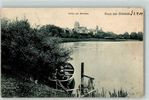 15537 O1252 Grünheide , Mark 1907 - Werlsee Villen Ruderboot