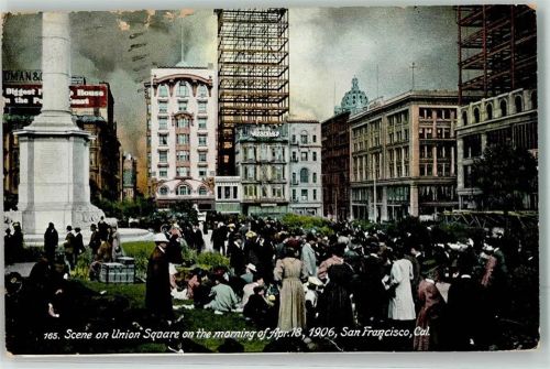 San Francisco 1906 Scene am Union Square am Morgen nach dem Erdbeben 18.4.