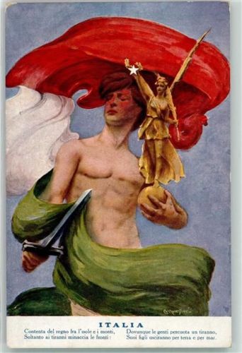 La Vittoria Patriotik Propaganda WK I Italia mit Schwert sign. Monestier, C.
