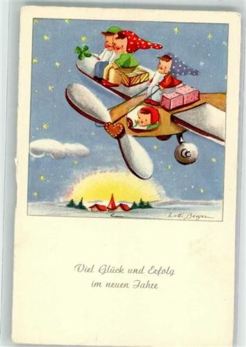 Neujahr Kinder Lebkuchen sign. Berger Lotti Verlag Wasser & Co Zürich 213/3