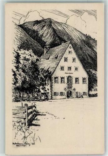 Ettal 1921 Gasthaus Kloster-Bräustüberl Zeichnung