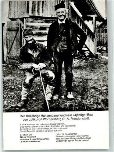 Wörnersberg Resensägemühle Zinsbachstube 100jährige Hansebauer´74jähriger bua
