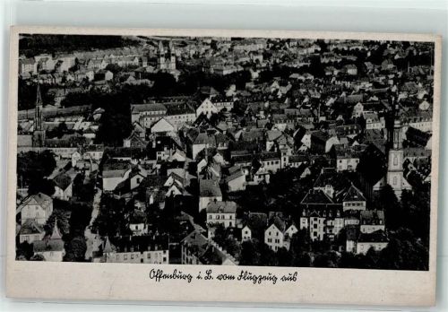Offenburg Fliegeraufnahme des Ortes mit Heilig-Kreuz-Kirche