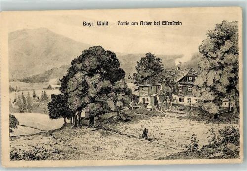 Bayerisch Eisenstein Bauernhaus Arber Zeichnung signiert Schweitzer jun.