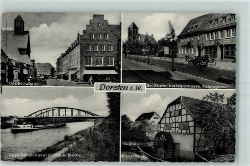 Dorsten Lippestraße Ev. Kirche Kreissparkasse Kolpinghaus Lippe-Seiten-Kanal neue Brücke Winksmühle