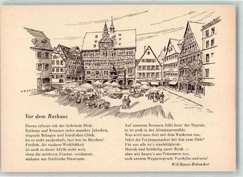 Tübingen sign. Franck Rathaus Marktszene